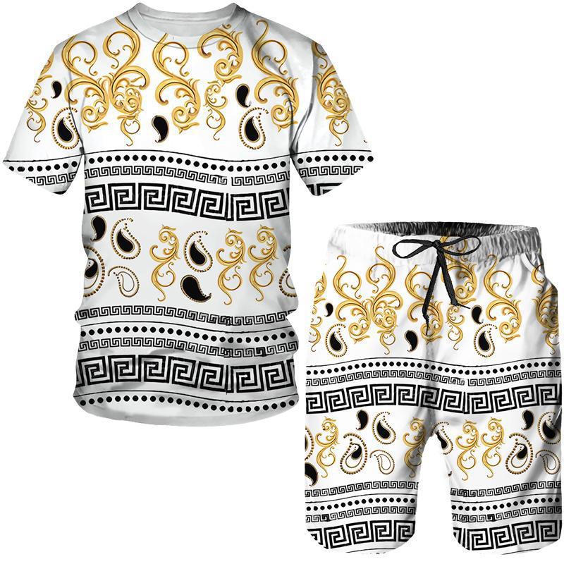 European Code Hawaii Seaside 3D Printing Men'S Casual Loose Suit Beach Short Sleeve Shorts - Image 1